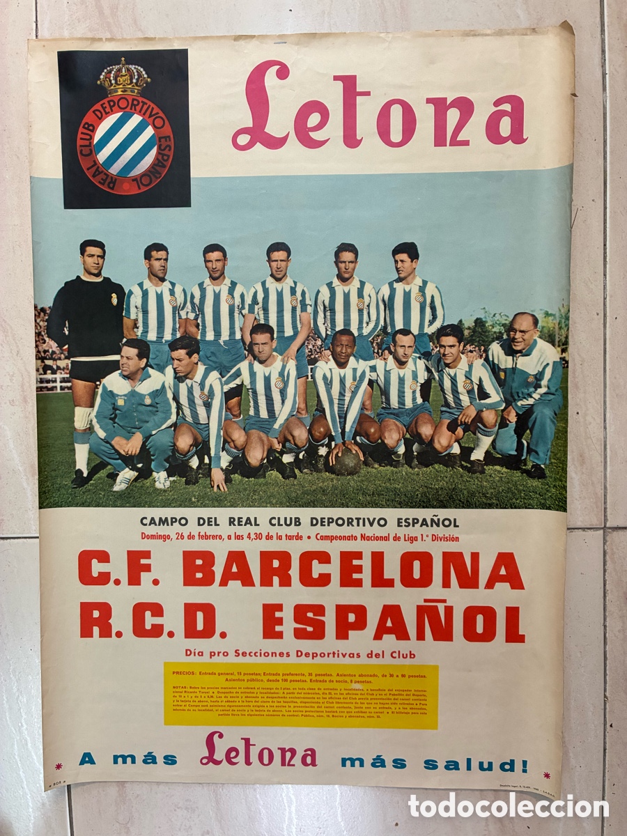 Coleccionismo deportivo: CARTEL OFICIAL PARTIDO FUTBOL C.F BARCELONA / R.C.D ESPA&Ntilde;OL 26 FEBRERO 1961