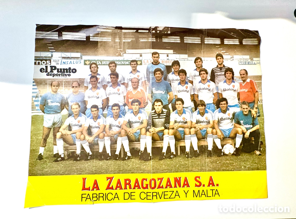 Coleccionismo deportivo: P&oacute;ster Real Zaragoza Temporada 1986/87 - Publicidad Cerveza Ambar La Zaragozana