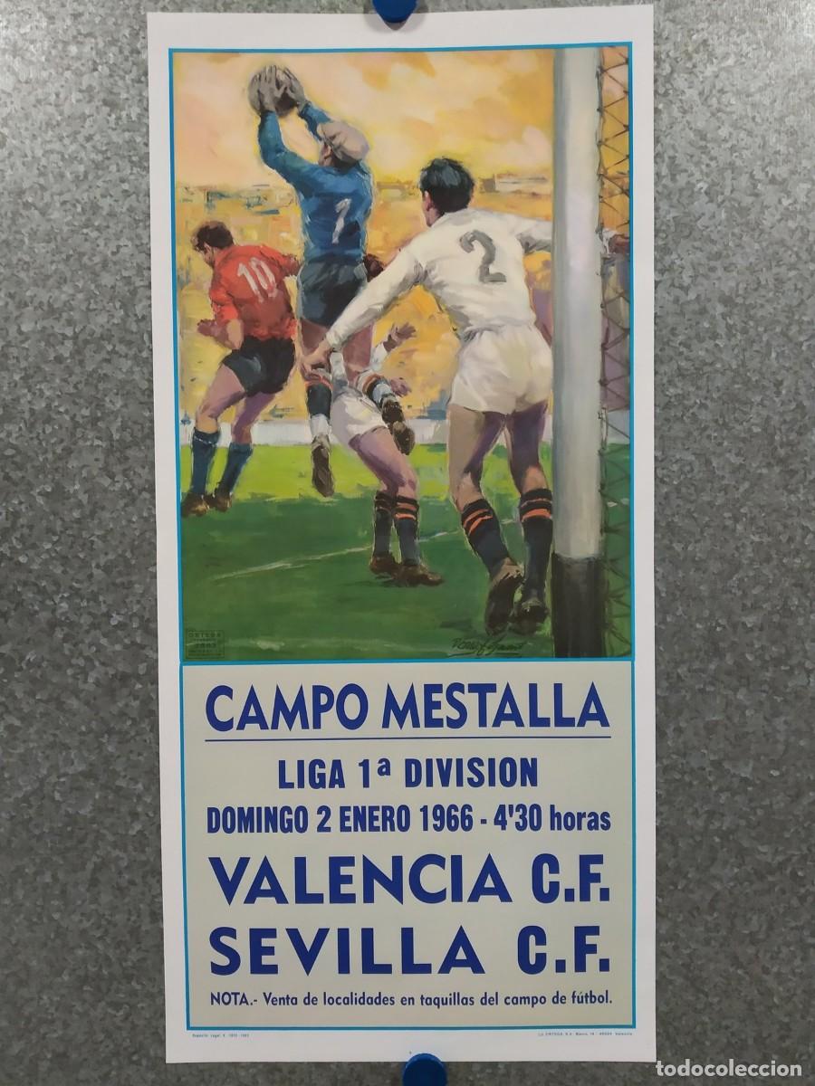 Coleccionismo deportivo: Poster de Futbol. Campo Mestalla. Valencia CF - Sevilla CF, 1a DIV. 2/1/1966