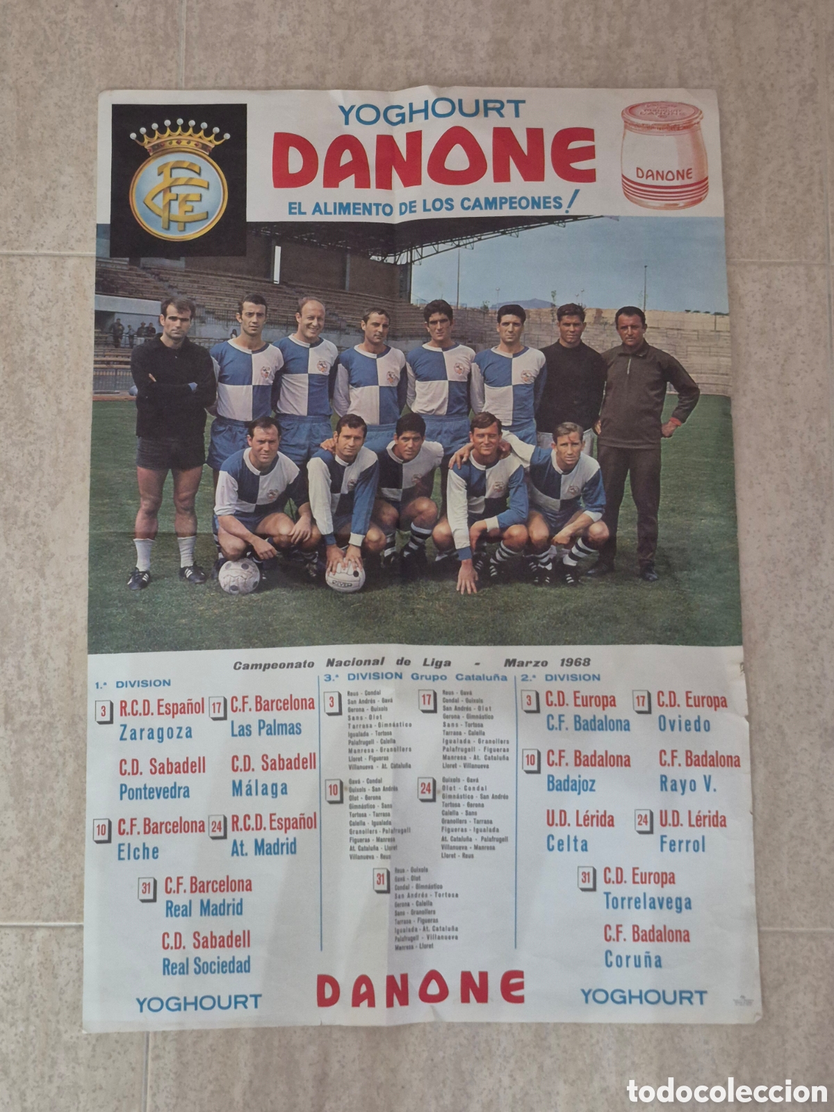Coleccionismo deportivo: GRAN CARTEL DIFICIL , DEL C.D.SABADELL A&Ntilde;O 1968