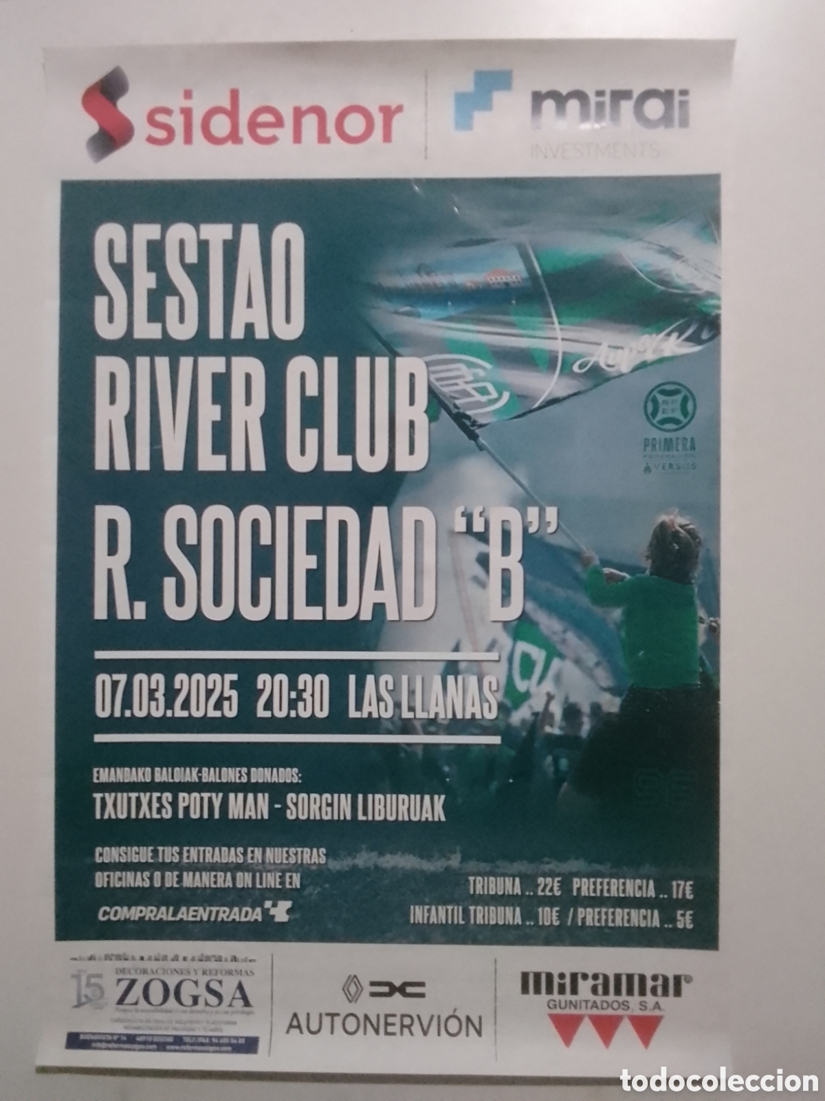 Coleccionismo deportivo: Cartel Temporada 2024-25 Primera Federaci&oacute;n Sestao River Club &bull; R. Sociedad &rdquo; B &rdquo;.