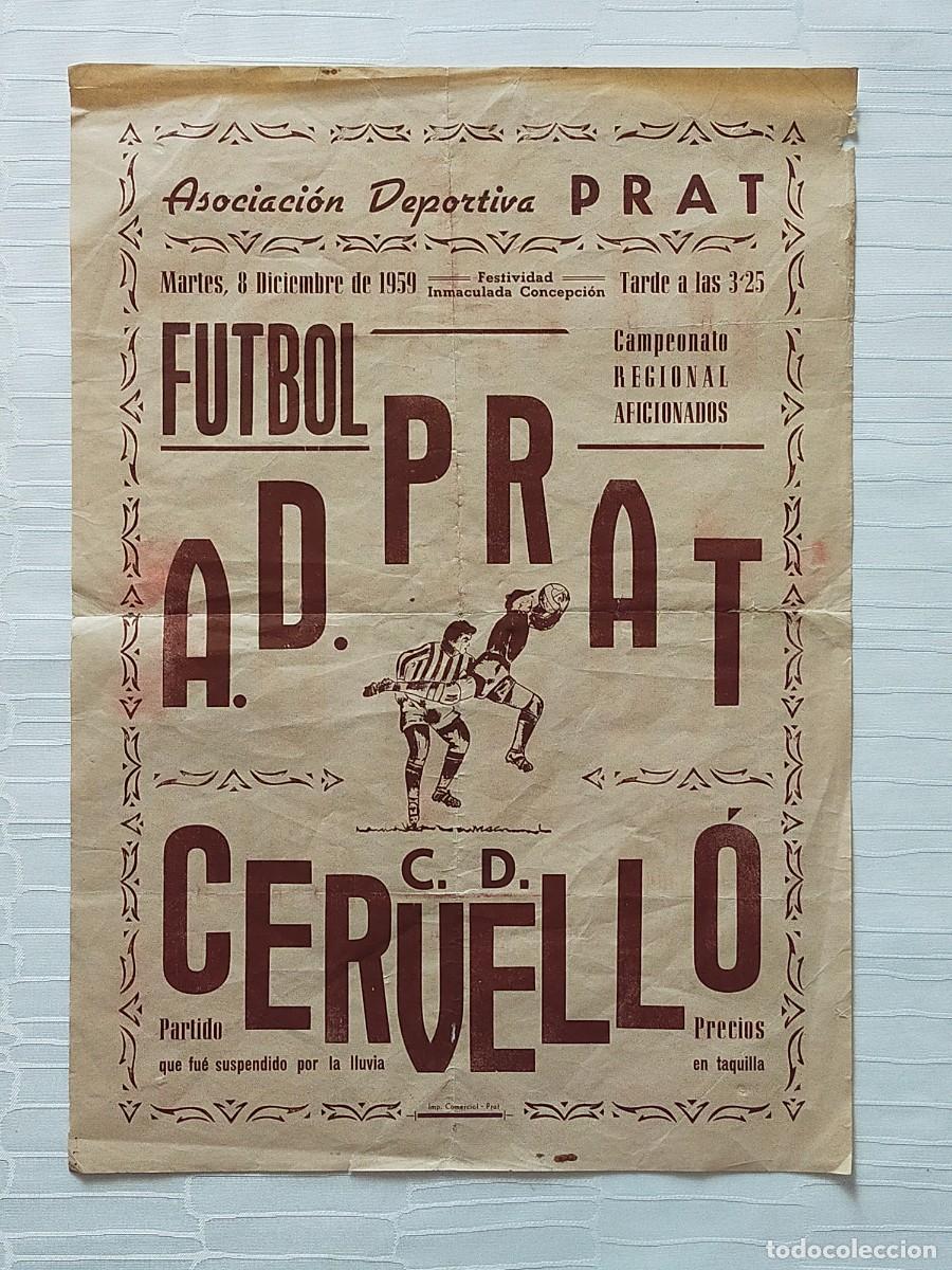 Coleccionismo deportivo: F&uacute;tbol, Campeonato Regional Catalu&ntilde;a 1959: A.D. PRAT - C.D. CERVELLO. Asociaci&oacute;n Deportiva Prat