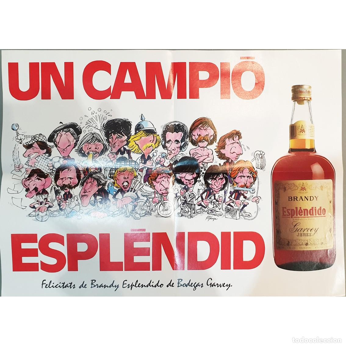 Coleccionismo deportivo: POSTER Caricaturas FC BARCELONA Campeon LIGA 1985 JINAGA. Brandy Esplendido GARVEY. &iexcl;MUY RARO!
