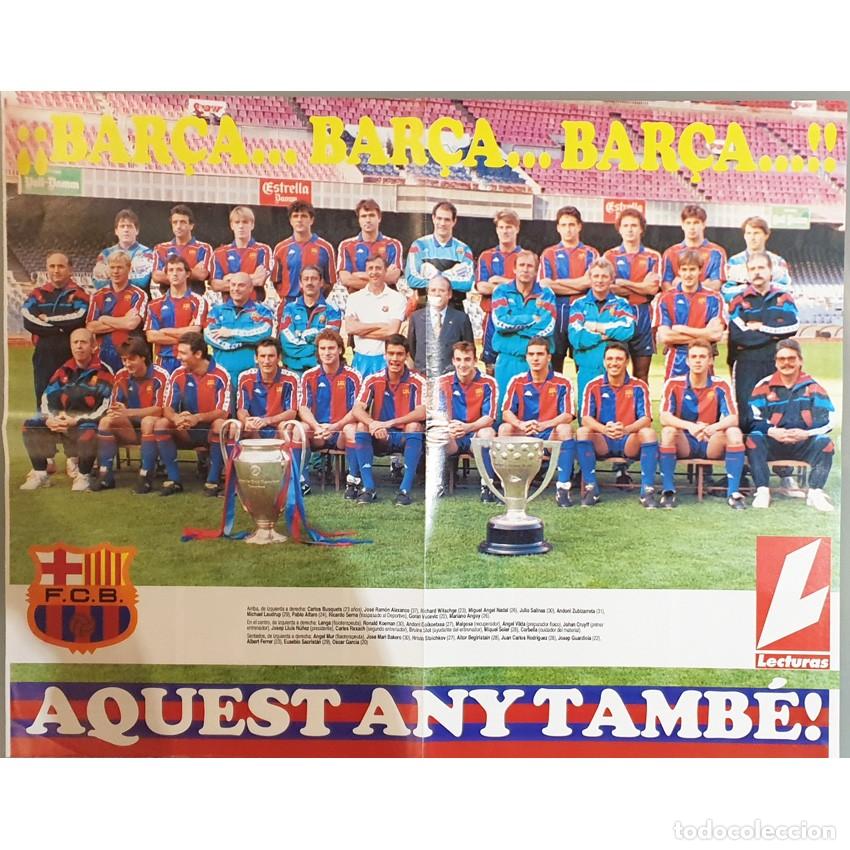Coleccionismo deportivo: POSTER FC BARCELONA Campeon LIGA 1993 Dream Team CRUYFF GUARALDI. Revista Lecturas. &iexcl;REVERSO FOTOS!