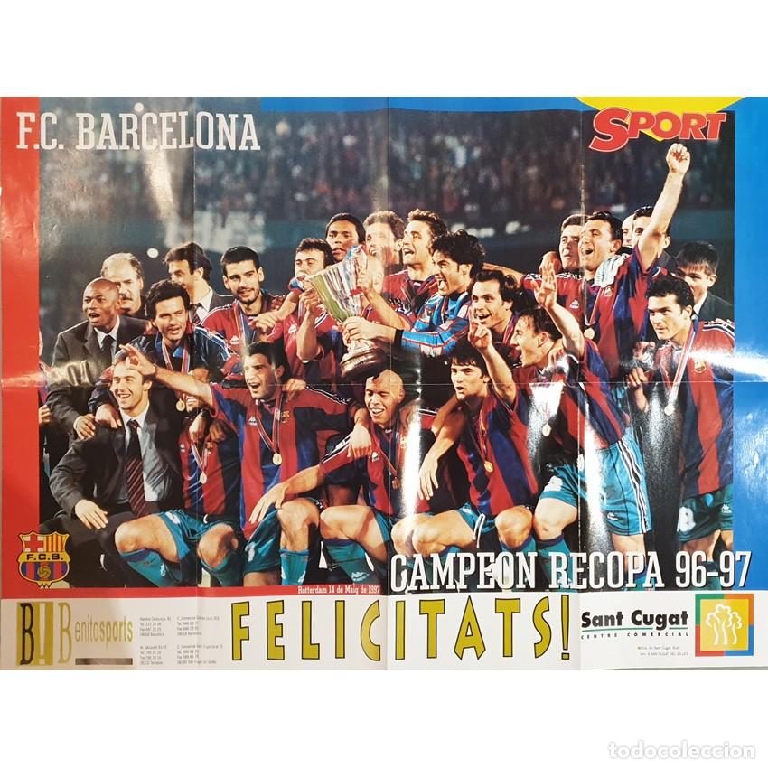 Coleccionismo deportivo: Gigante FC BARCELONA Campeon RECOPA 1997 Diario SPORT. RONALDO Figo Guardiola 80x60 &iexcl;RARO!