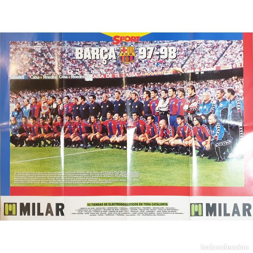 Coleccionismo deportivo: POSTER Foto Plantilla FC BARCELONA 1997 1998 SPORT. Guardiola FIGO Mourihno MILAR. &iexcl;VINTAGE ESCASO!