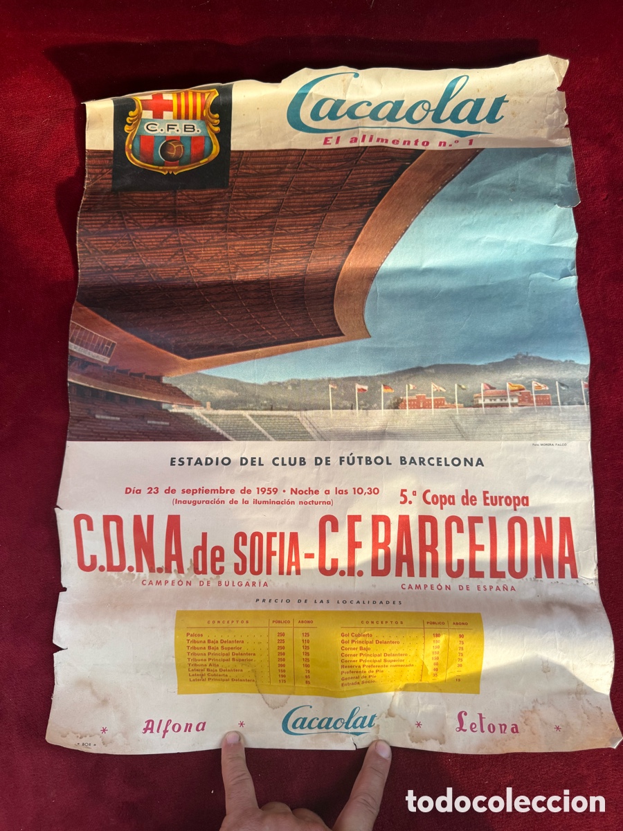 Coleccionismo deportivo: Antiguo cartel futbol a&ntilde;os 50,CDNA y CF Barcelona!