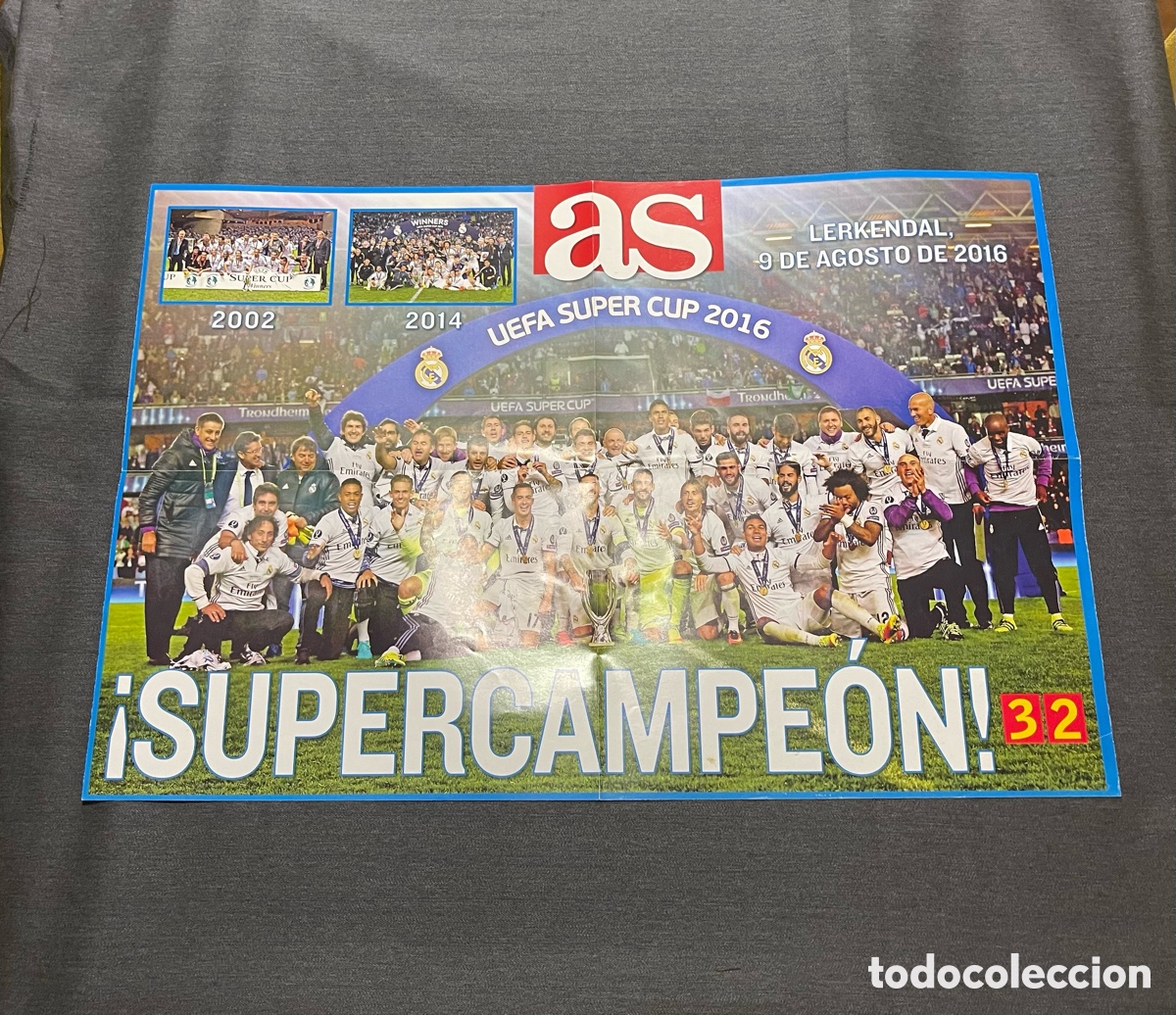 Coleccionismo deportivo: P&oacute;ster Diario As especial Campeones UEFA Super Cup 2016