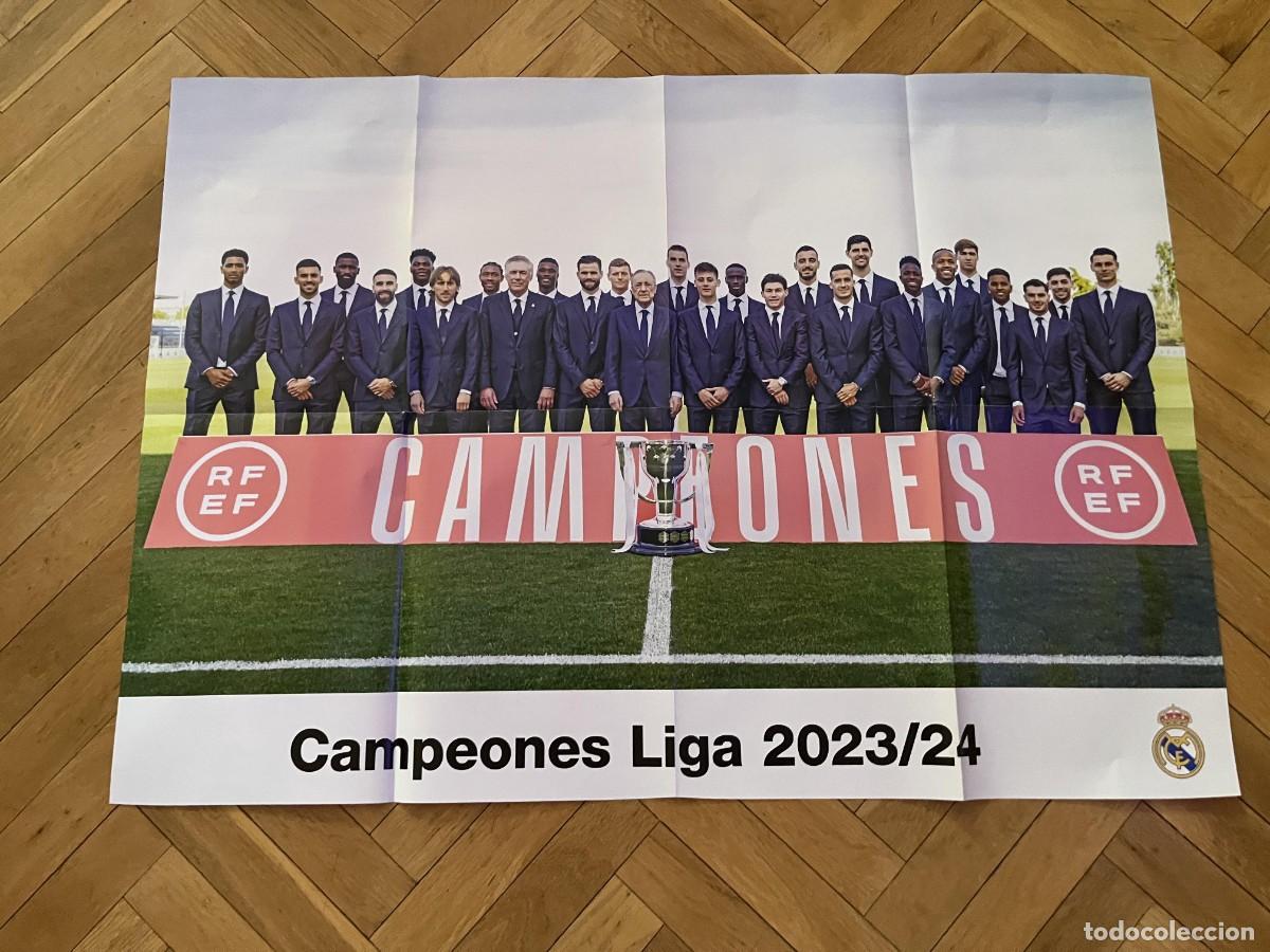 Coleccionismo deportivo: GRAN CARTEL POSTER OFICIAL REAL MADRID CAMPEONES DE LIGA ESPA&Ntilde;A 23 24 2023 2024 PLANTILLA