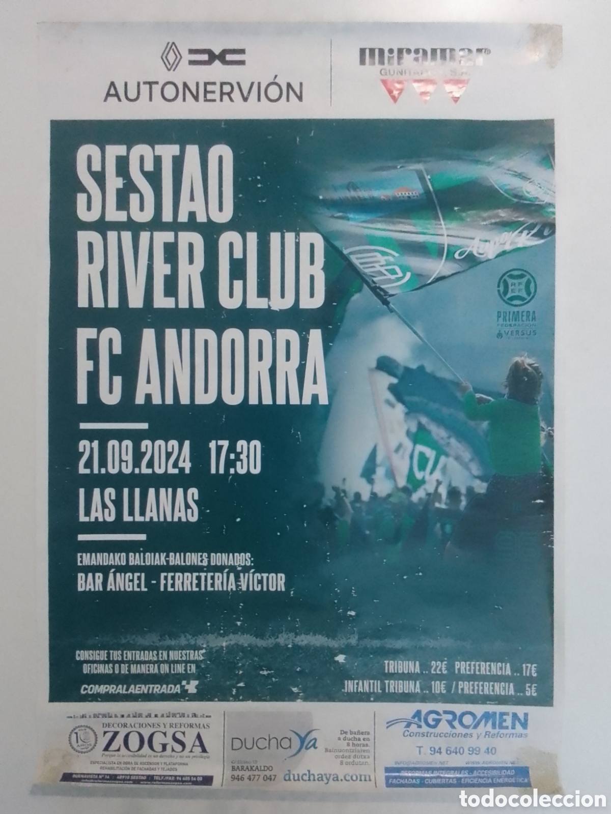 Coleccionismo deportivo: Cartel Temporada 2024-25 Primera Federaci&oacute;n Sestao River Club &bull; FC Andorra.