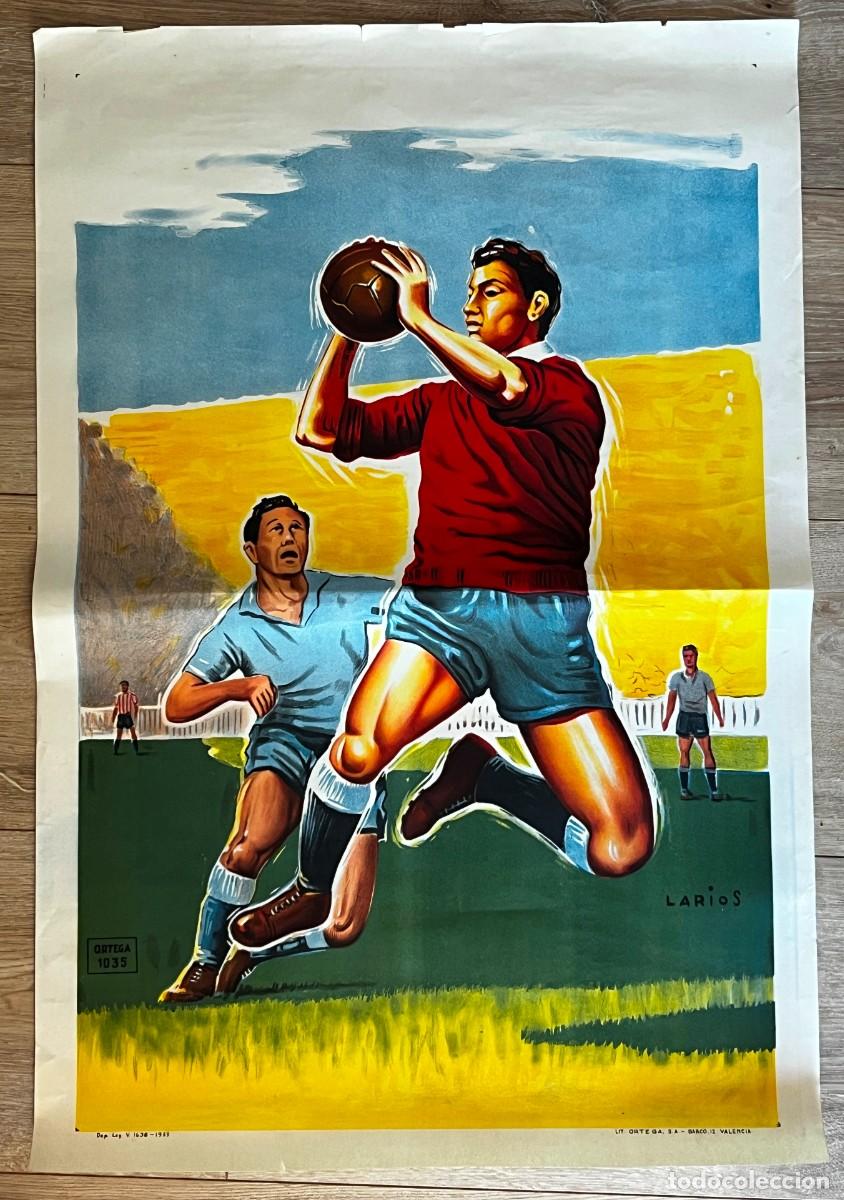 Coleccionismo deportivo: Cartel litogr&aacute;fico de f&uacute;tbol, Litograf&iacute;a Ortega, Valencia, 1959.