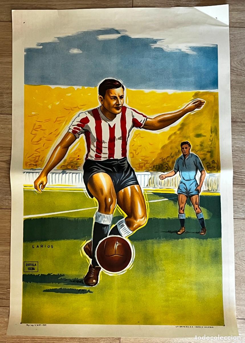 Coleccionismo deportivo: Cartel litogr&aacute;fico de f&uacute;tbol, Litograf&iacute;a Ortega, Valencia, 1959.