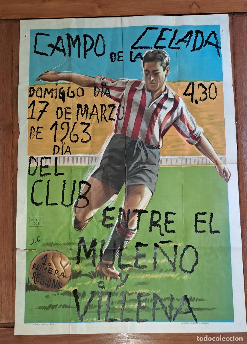 Coleccionismo deportivo: VILLENA - CAMPO DE LA CELADA - 17 DE MARZO DE 1963 - CARTEL - AT. MULE&Ntilde;O - VILLENA, C.F.