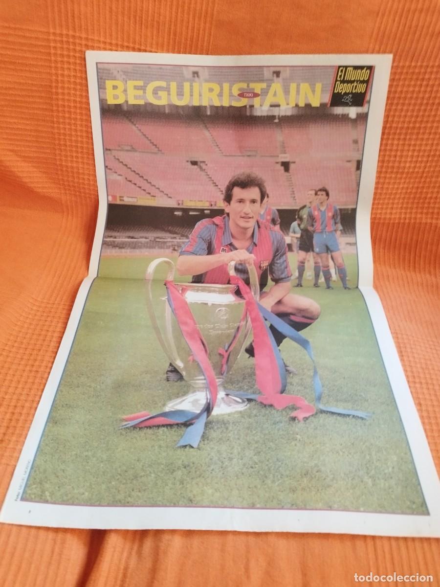 Coleccionismo deportivo: Poster mundo deportivo FC BARCELONA Beguiristain bar&ccedil;a wembley 92