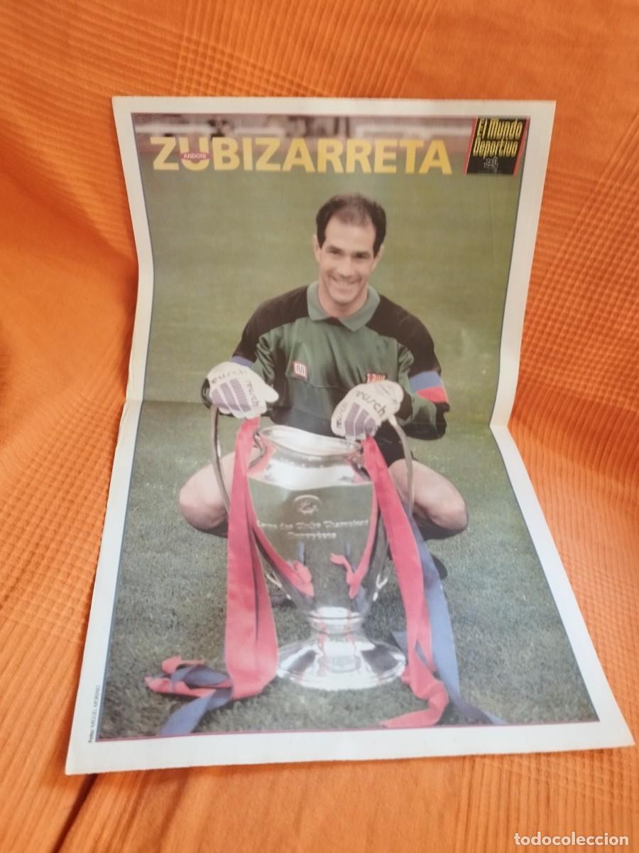 Coleccionismo deportivo: Poster mundo deportivo FC BARCELONA Zubizarreta bar&ccedil;a wembley 92