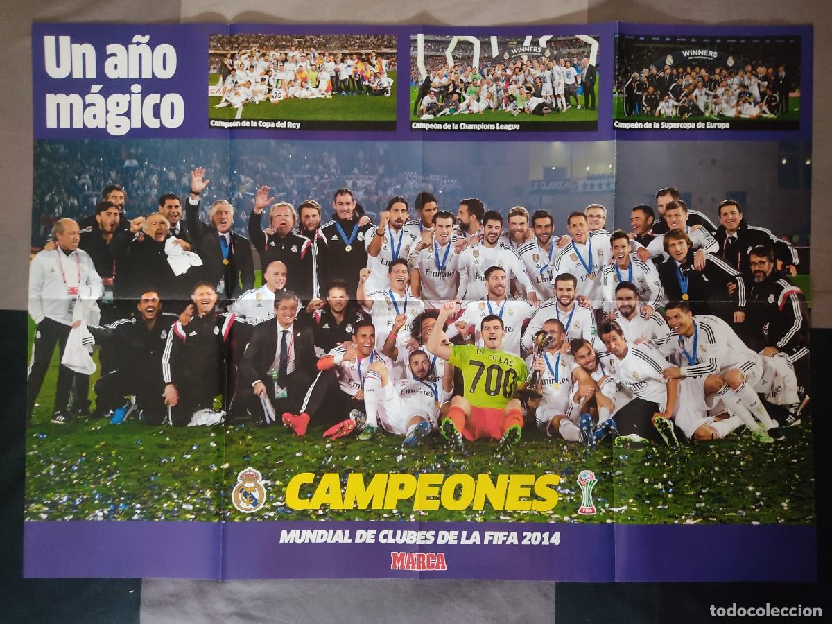 Coleccionismo deportivo: Mega p&oacute;ster Mundial de Clubes Real Madrid 2014