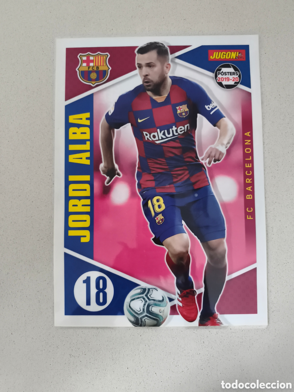 Coleccionismo deportivo: POSTER PLASTIFICADO JORDI ALBA FC BARCELONA 19/20. REVISTA JUG&Oacute;N.