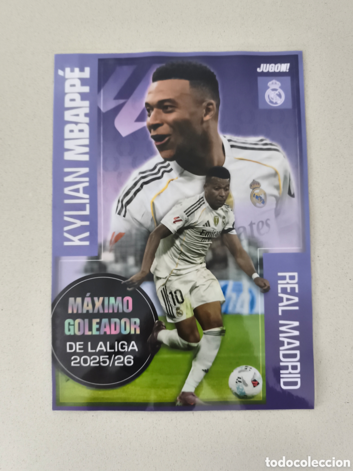 Coleccionismo deportivo: POSTER PLASTIFICADO MBAPPE M&Aacute;XIMO GOLEADOR LIGA 25/26 REAL MADRID. REVISTA JUG&Oacute;N.