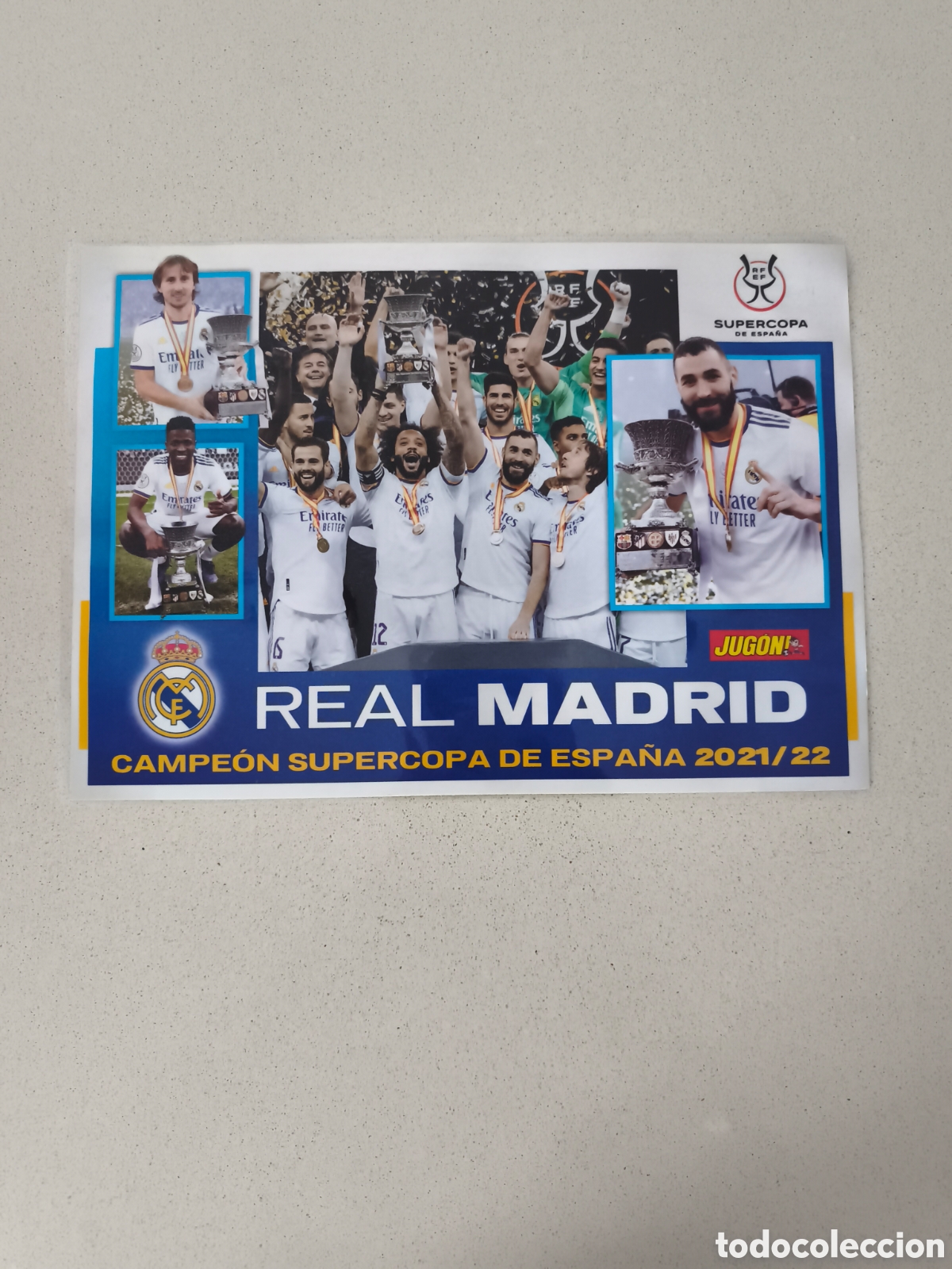 Coleccionismo deportivo: POSTER PLASTIFICADO REAL MADRID CAMPE&Oacute;N SUPERCOPA ESPA&Ntilde;A 21/22. REVISTA JUG&Oacute;N.