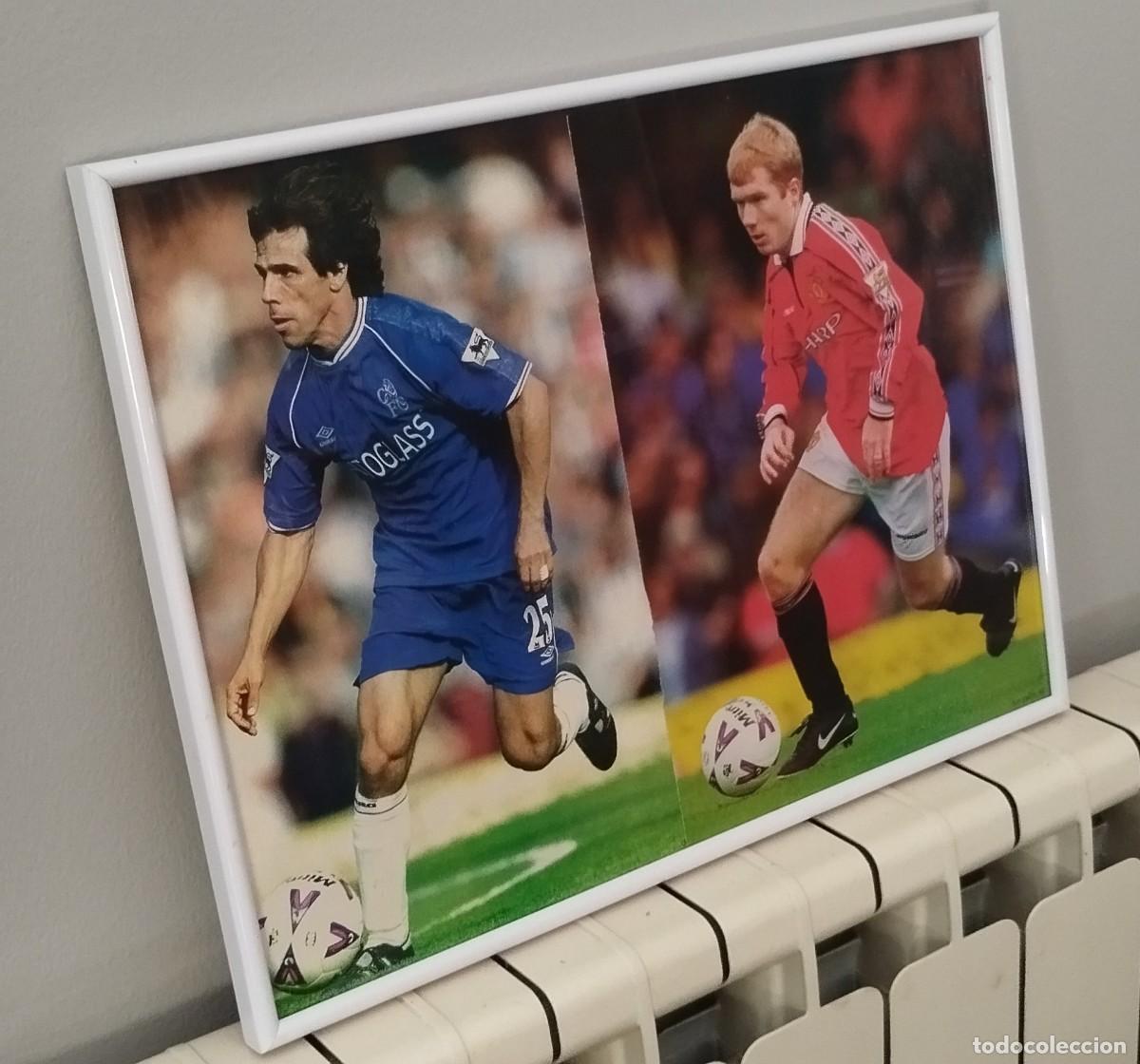 Coleccionismo deportivo: Cuadro Zola y Scholes - Foto 1