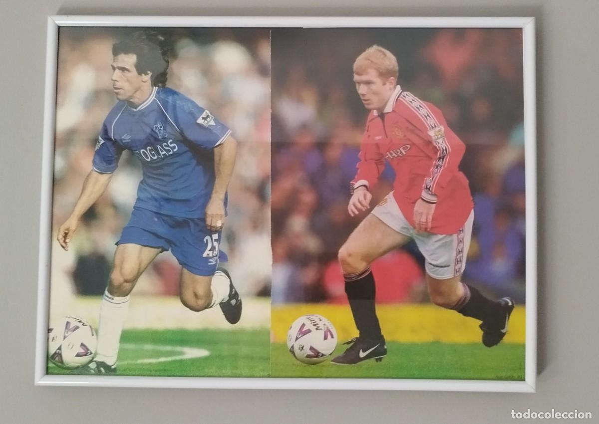 Coleccionismo deportivo: Cuadro Zola y Scholes - Foto 2