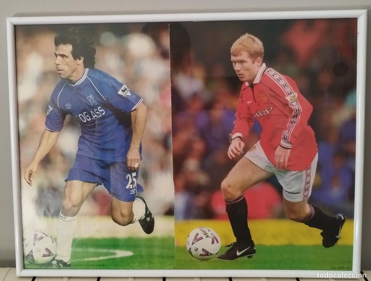 Coleccionismo deportivo: Cuadro Zola y Scholes - Foto 3