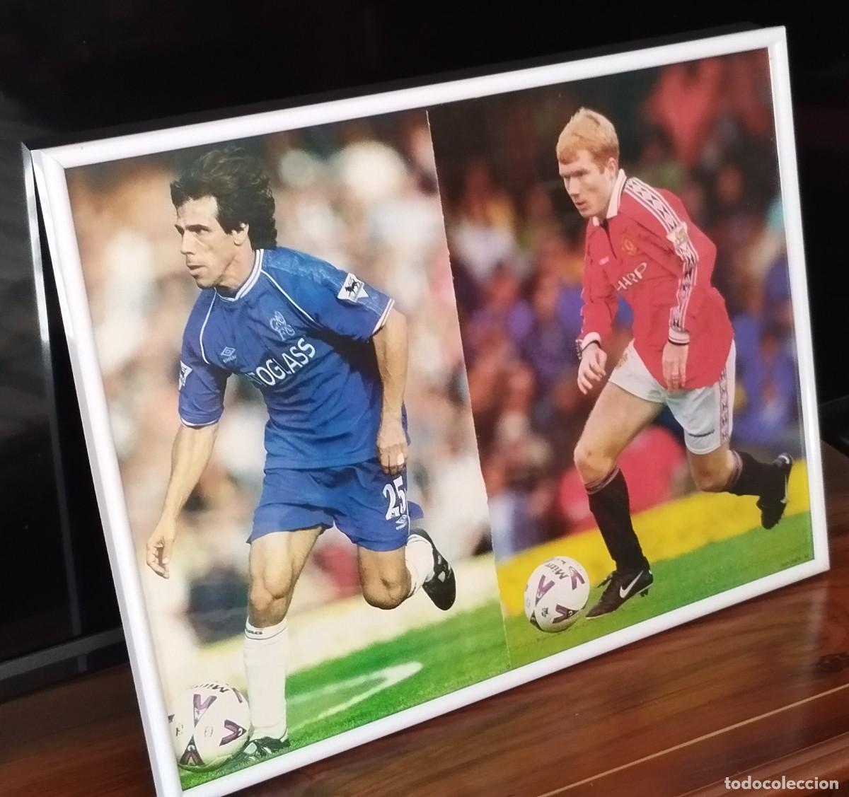 Coleccionismo deportivo: Cuadro Zola y Scholes - Foto 4