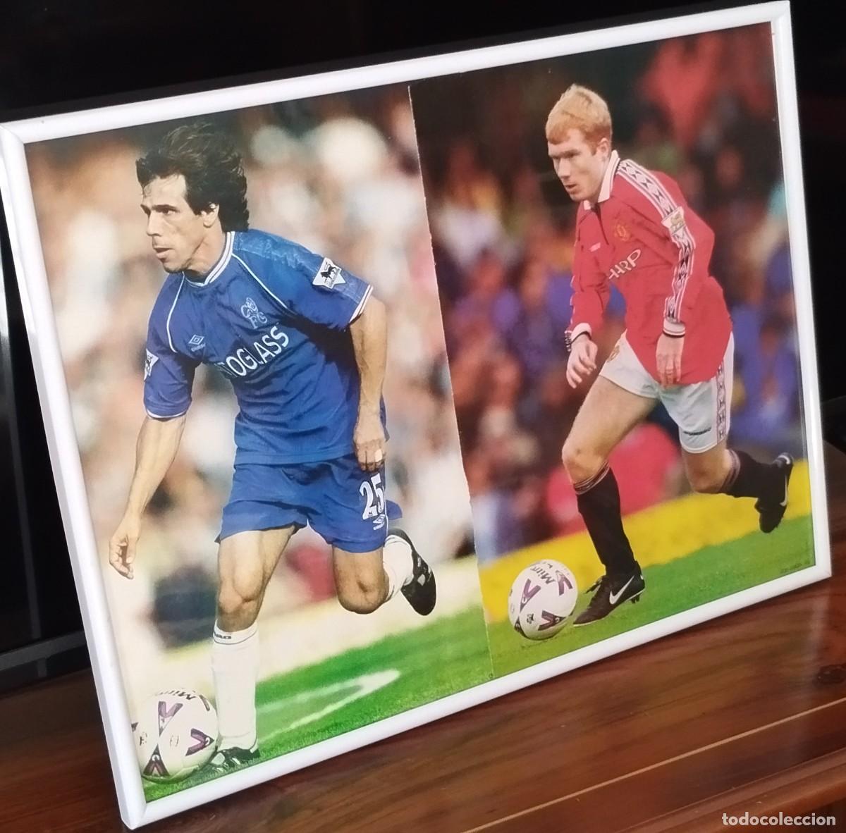 Coleccionismo deportivo: Cuadro Zola y Scholes - Foto 5