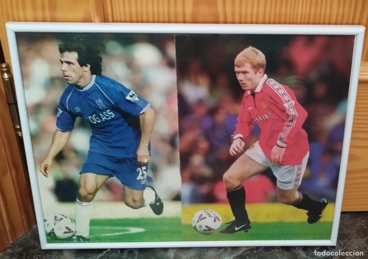 Coleccionismo deportivo: Cuadro Zola y Scholes - Foto 6