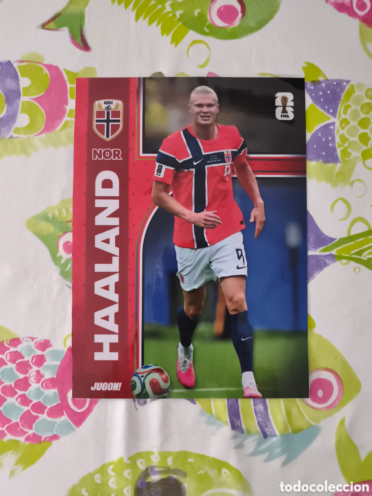 Coleccionismo deportivo: P&Oacute;STER PLASTIFICADO HAALAND NORUEGA. MUNDIAL 2026.