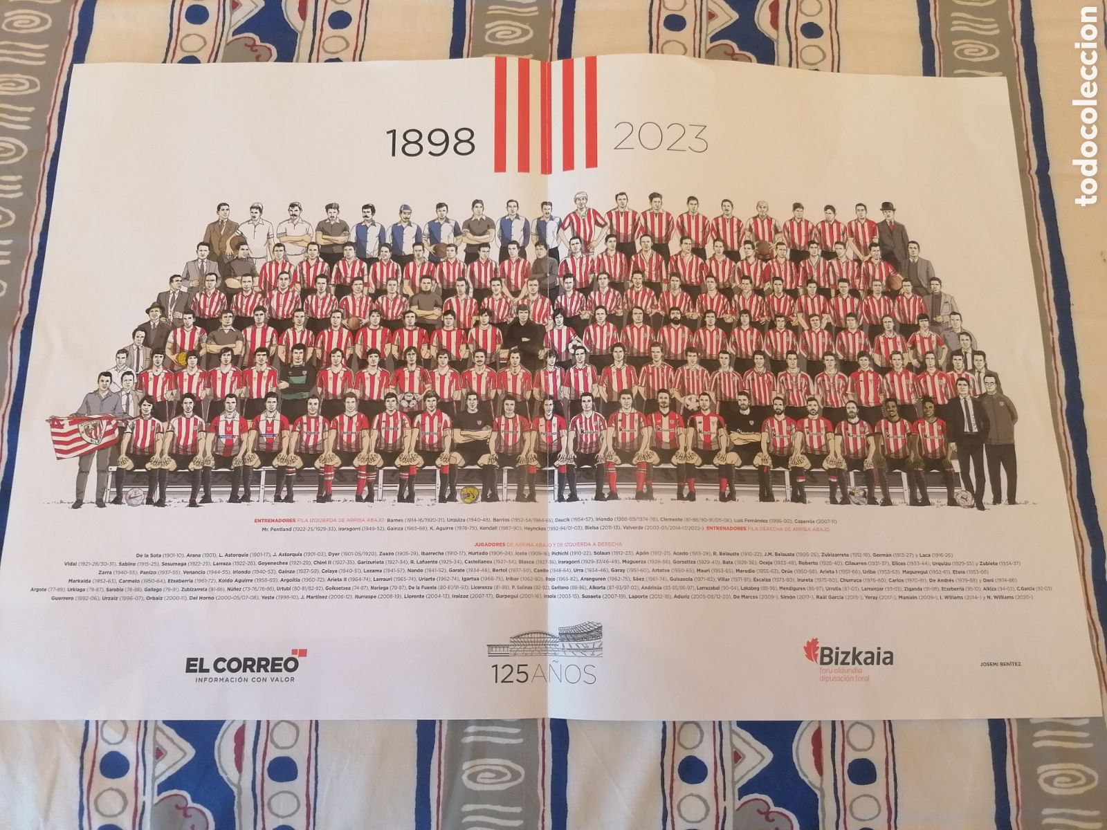Coleccionismo deportivo: Poster Athletic Club Bilbao 1898-2023.125 A&ntilde;os. El Correo.55x36.