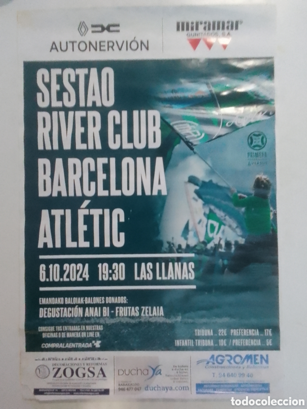 Coleccionismo deportivo: Cartel Sestao River Club &bull; Barcelona Atl&eacute;tic Temporada 2024-25 Primera Federaci&oacute;n.
