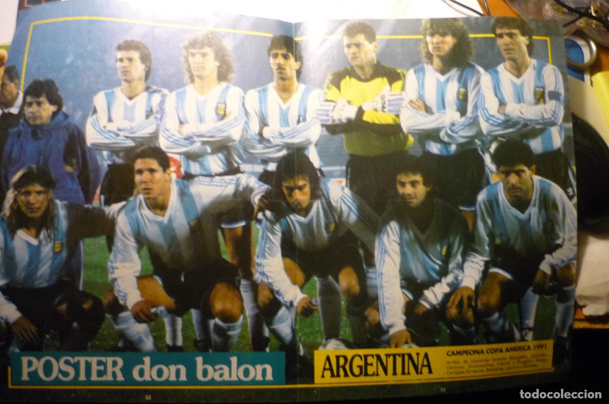 Coleccionismo deportivo: poster central revista DON BALON SELECC ARGENTINA simeone-batistuta-ruggeri etc