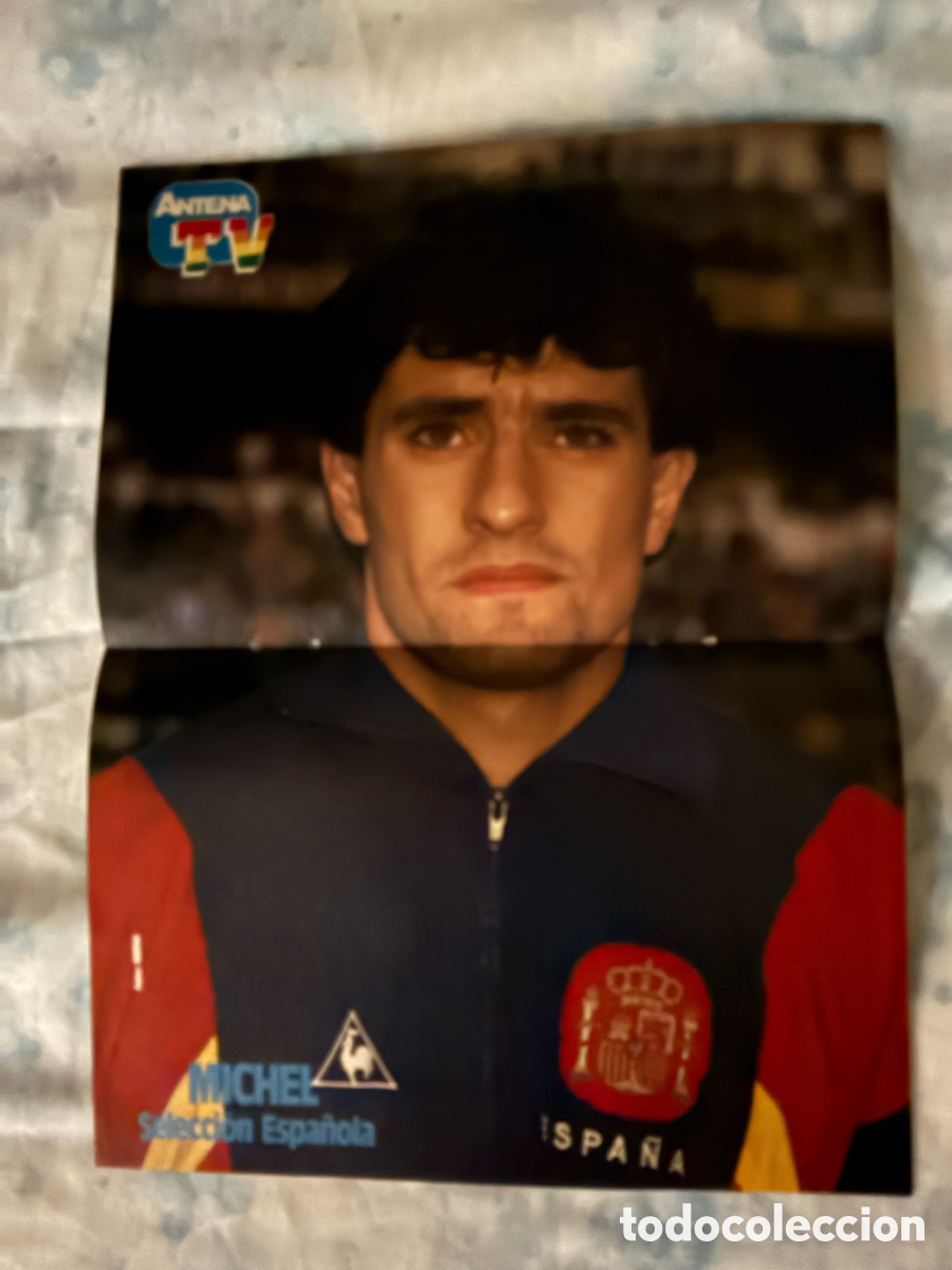 Coleccionismo deportivo: P&oacute;ster M&iacute;chel (Selecci&oacute;n Espa&ntilde;ola) - Revista Antena TV (1989) - Vintage / Programaci&oacute;n TVE