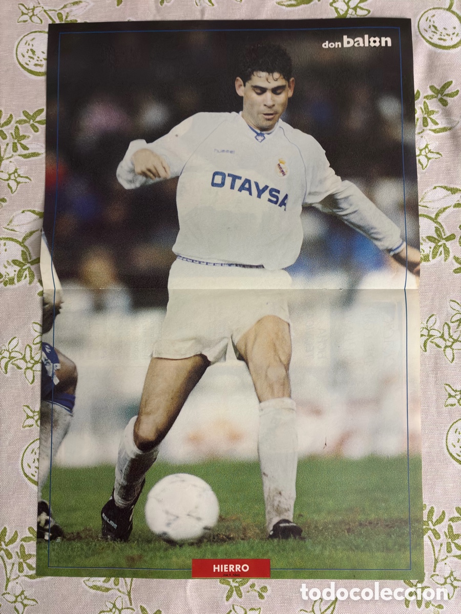 Coleccionismo deportivo: P&oacute;ster Fernando Hierro (Real Madrid) - Revista Don Bal&oacute;n - Cracks de los 90 (Otaysa)