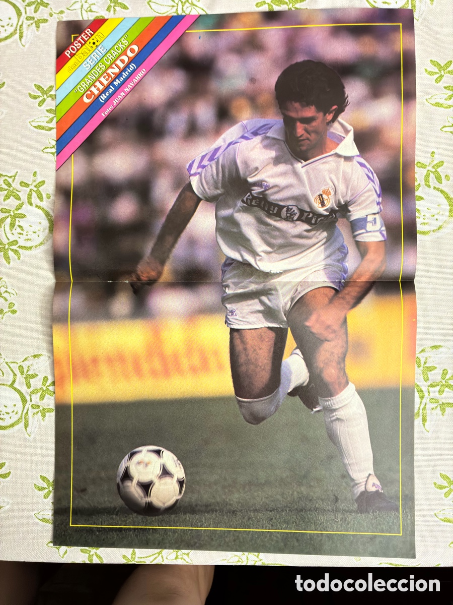 Coleccionismo deportivo: P&oacute;ster Vintage Chendo Real Madrid - Revista Don Bal&oacute;n &rdquo;Grandes Cracks&rdquo; (Circa 1989 / 1990)