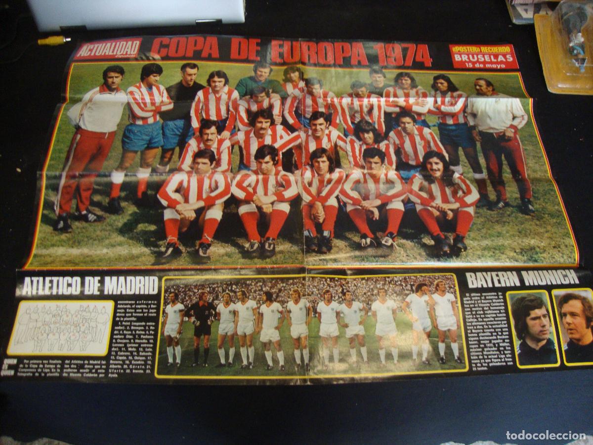 Coleccionismo deportivo: POSTER REVISTA ACTUALIDAD ESPA&Ntilde;OLA COPA DE EUROPA ATLETICO DE MADRID BAYERN MUNICH 1974 MED 67 X 51