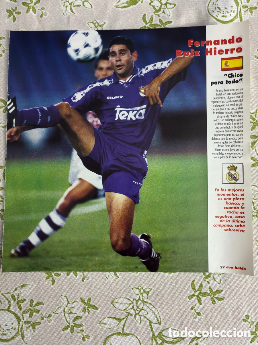 Collezionismo sportivo: L&aacute;mina / P&oacute;ster doble vintage Don Bal&oacute;n (1996) - Fernando Hierro / Nenad Pralija