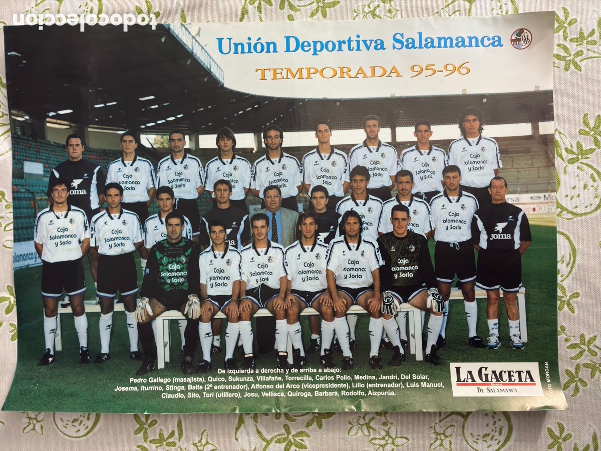 Coleccionismo deportivo: P&oacute;ster desplegable vintage UD Salamanca Temporada 1995-96 - La Gaceta de Salamanca