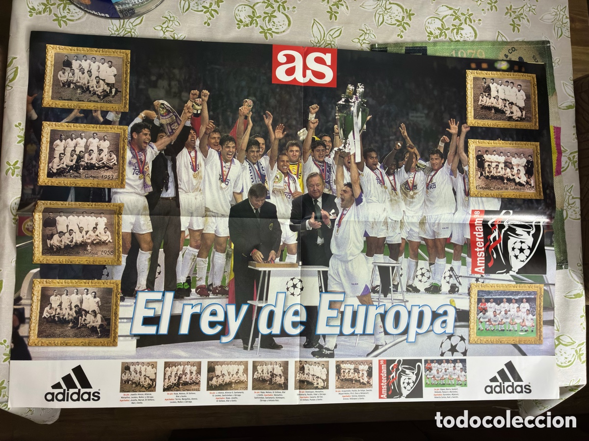 Coleccionismo deportivo: P&oacute;ster gigante Diario AS (1998) - Real Madrid &rdquo;El Rey de Europa&rdquo; S&eacute;ptima Copa de Europa