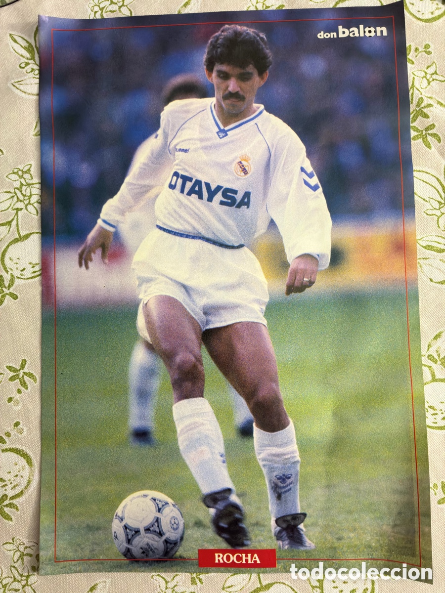 Coleccionismo deportivo: L&aacute;mina / P&oacute;ster doble vintage Don Bal&oacute;n (1991) - Ricardo Rocha Real Madrid