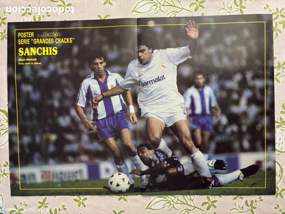 Coleccionismo deportivo: L&aacute;mina / P&oacute;ster doble Don Bal&oacute;n (1988/89) - Sanch&iacute;s Real Madrid / Sirakov e Iskrenov Zaragoza