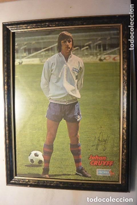Coleccionismo deportivo: CUADRO POSTER CRUYFF DE CROPAN CON AUTOGR&Aacute;FO IMPRESO