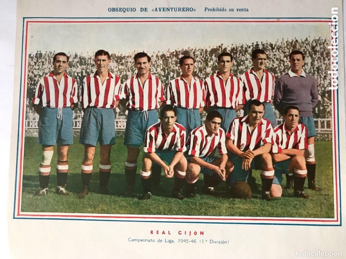 Coleccionismo deportivo: Cromo l&aacute;mina de f&uacute;tbolReal de Gij&oacute;n. Obsequio revista Aventurero.1944/45