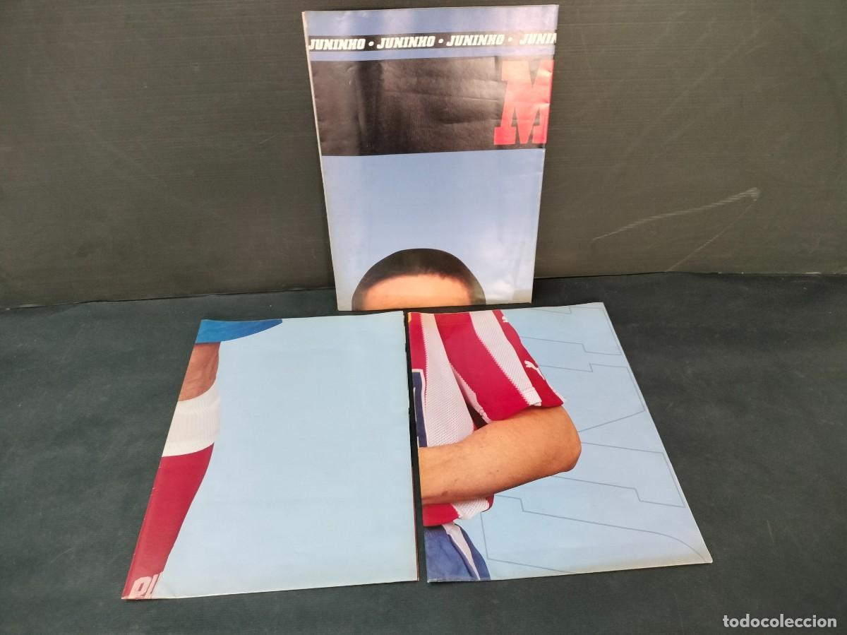 Coleccionismo deportivo: 3 CARTELES 98X68 CMS. JUNINHO ATLETICO DE MADRID TAMA&Ntilde;O REAL DEL JUGADOR 97 98 DIARIO MARCA