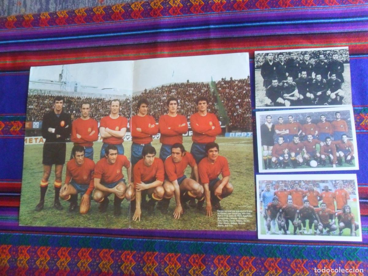 Coleccionismo deportivo: CARTEL SELECCI&Oacute;N NACIONAL ESPA&Ntilde;A 1973, FOTO 1950 MUNDIAL DE BRASIL, DI ST&Eacute;FANO KUBALA Y MUNDIAL 2010