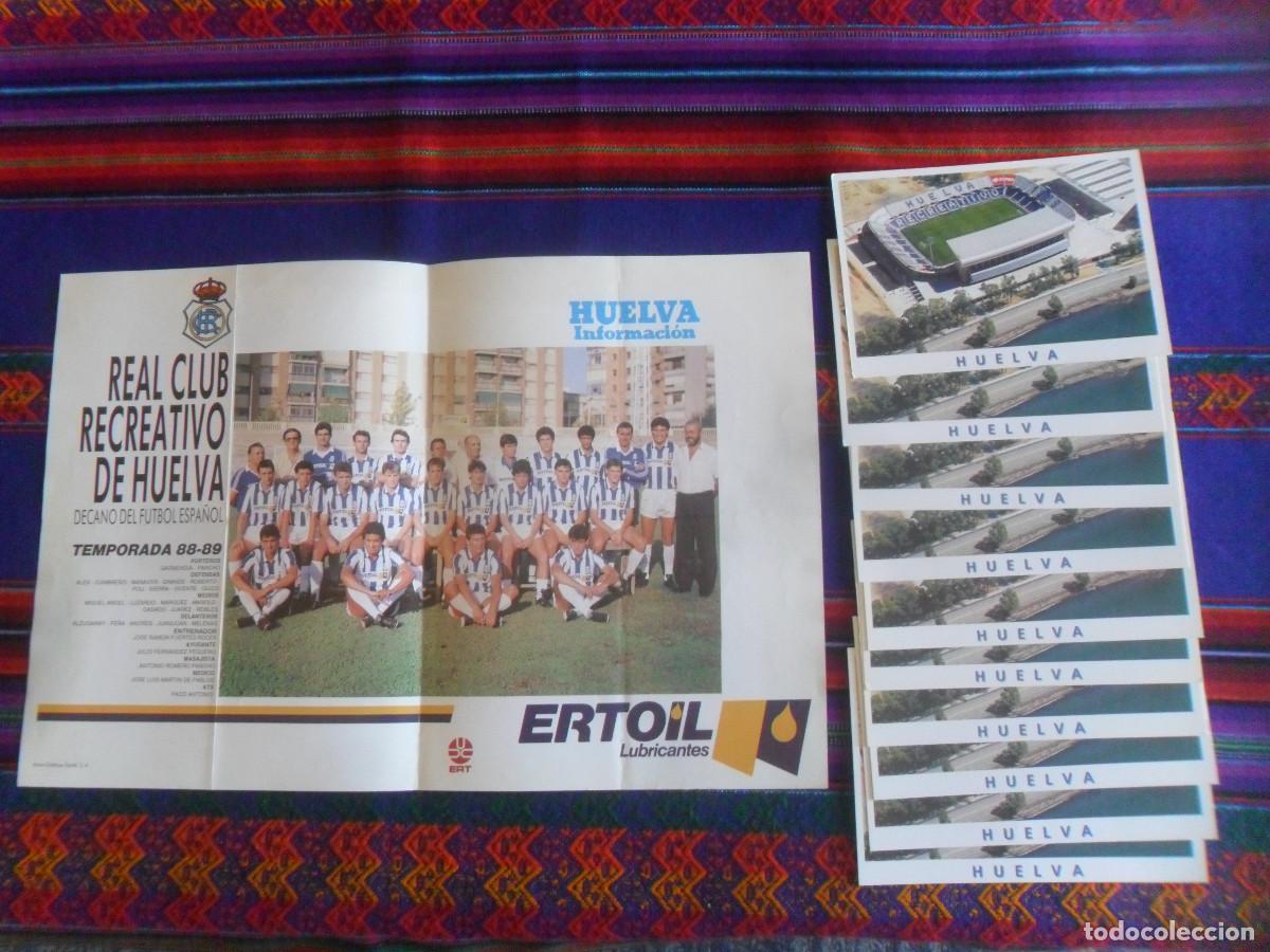Coleccionismo deportivo: CARTEL HUELVA INFORMACI&Oacute;N DE RECREATIVO TEMPORADA 88 89 ERTOIL 40X27 CMS 10 POSTAL ESTADIO COLOMBINO