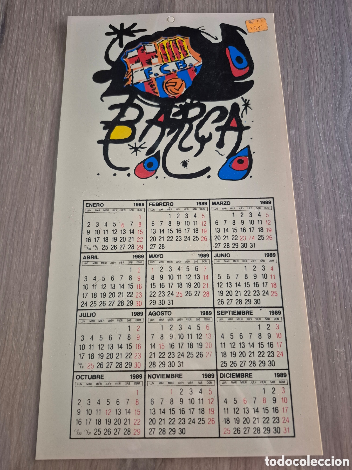 Coleccionismo deportivo: CALENDARIO TAMA&Ntilde;O GRANDE F.C.BARCELONA 1989