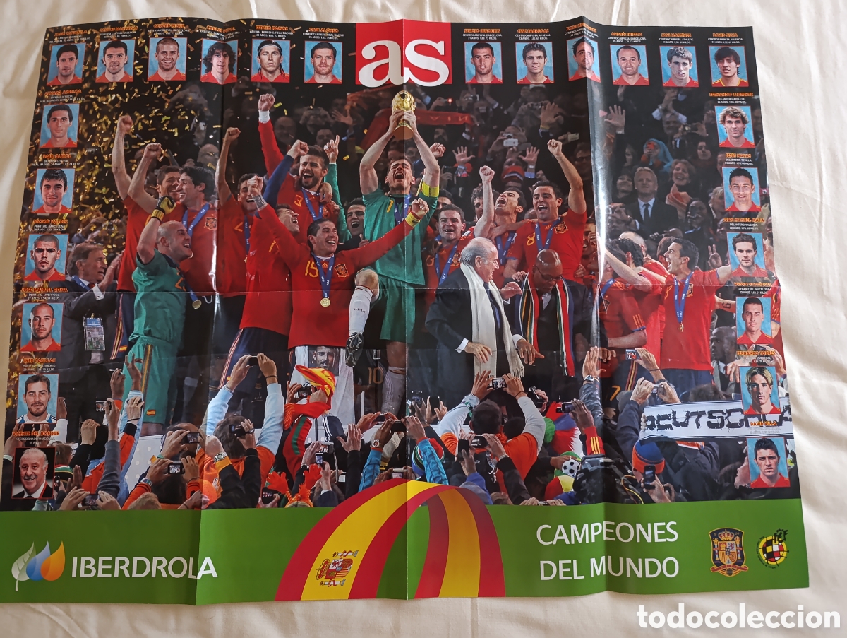 Coleccionismo deportivo: P&Oacute;STER SELECCI&Oacute;N ESPA&Ntilde;OLA CAMPEONES DEL MUNDO 2010