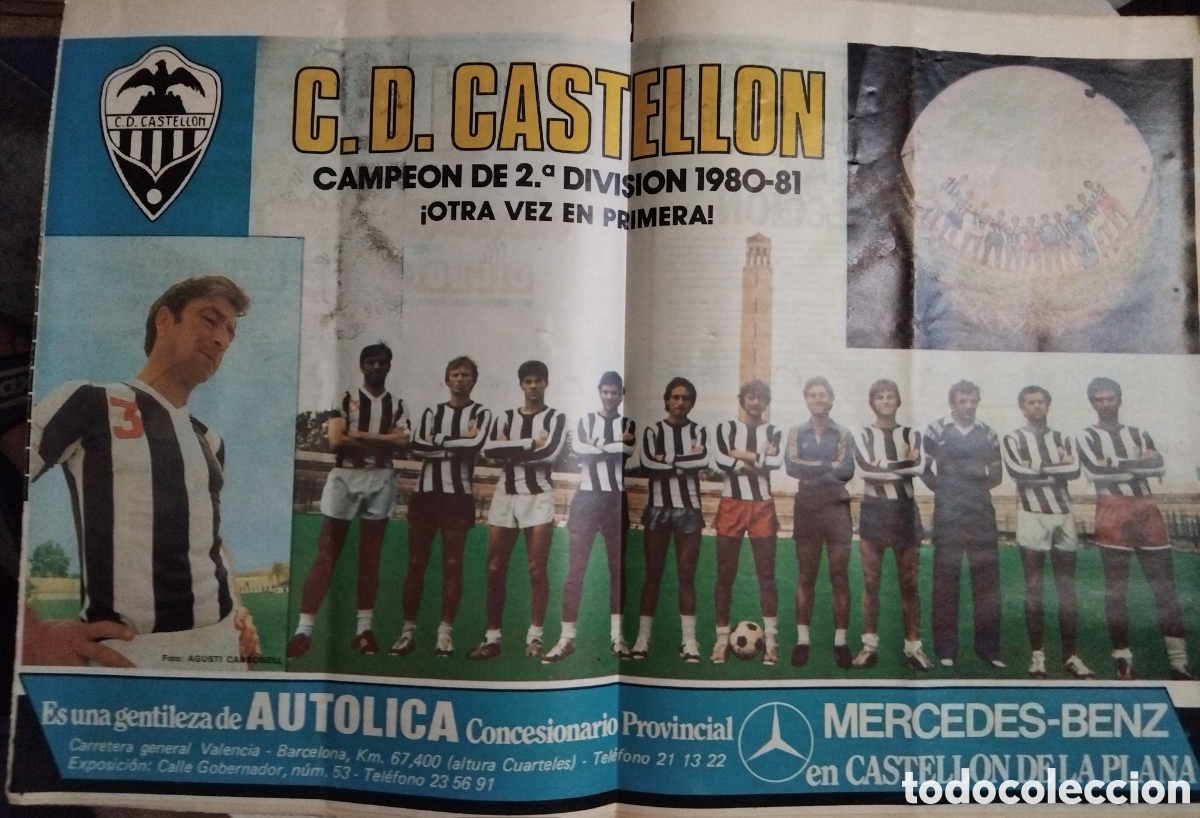 Coleccionismo deportivo: Poster C.D Castell&oacute;n 80/81 campe&oacute;n 2a 48x34cm